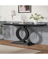 Tribesigns 59 Inches Console Table for Entryway, White Farmhouse Living Room, Wood Sofa Behind Couch, Modern Narrow Long Foyer