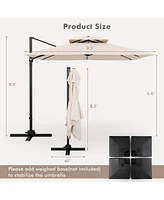 Gymax Patio 9.5FT Square Cantilever Offset Umbrella Double Vented 360° Heavy Duty