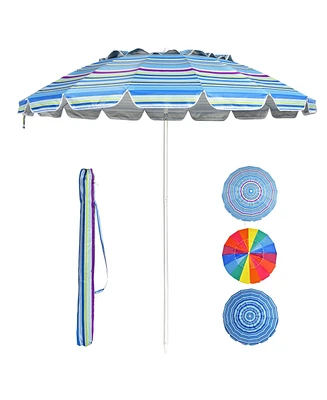 Gymax 8ft Beach Umbrella Outdoor Patio Garden w/ Carrying Bag Sand Anchor
