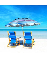 Gymax 8ft Beach Umbrella Outdoor Patio Garden w/ Carrying Bag Sand Anchor