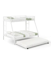 Twin Over Full Bunk Bed Frame with Trundle for Guest Room
