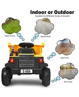 12V Battery Kids Ride On Dump Truck with Electric Bucket and Dump Bed