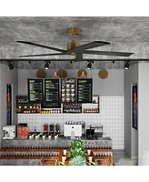 62 inch ceiling fan without light, can be used indoors and outdoors, with remote control, reversible Dc motor, no noise, suitable for bedroom, living