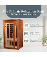 Dynamic Saunas Barcelona 1 to 2 Person Hemlock Wood Infrared Sauna For Home