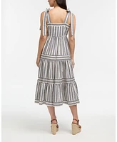 Ellen Tracy Women's Striped Tiered Midi Dress