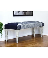 Upholstered Bench with Textural Legs for Bedroom Entryway or Living Room