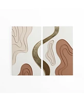 LuxenHome Brown and White Rectangle 18.9" W x 31.5" H Abstract Metal Wall Decor, Set of 2