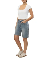 Almost Famous Juniors' High-Rise Denim Jorts