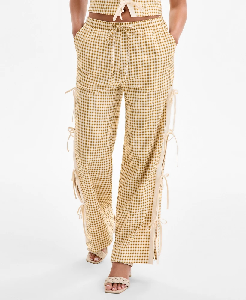 Avec Les Filles Women's Side-Tie Straight-Leg Pants