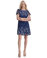 Dkny Women's Printed Flutter-Sleeve Mini Dress