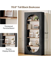 Tribesigns 5-Tier Black Arched Bookshelf, 70.87-Inch Tall Arch Bookcase with Storage, Modern Book Shelf Storage Organizer for Living Room, Home Office