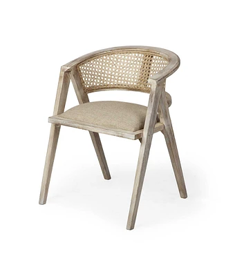 Curved Back Linen Upholstered Dining Arm Chair for Comfortable Home Seating