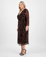 Connected Plus Printed Surplice Side-Tie Dress