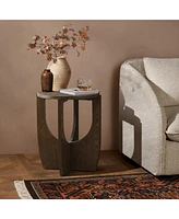 LuxenHome 20-Inch Round Wood Side Table with Walnut Finish