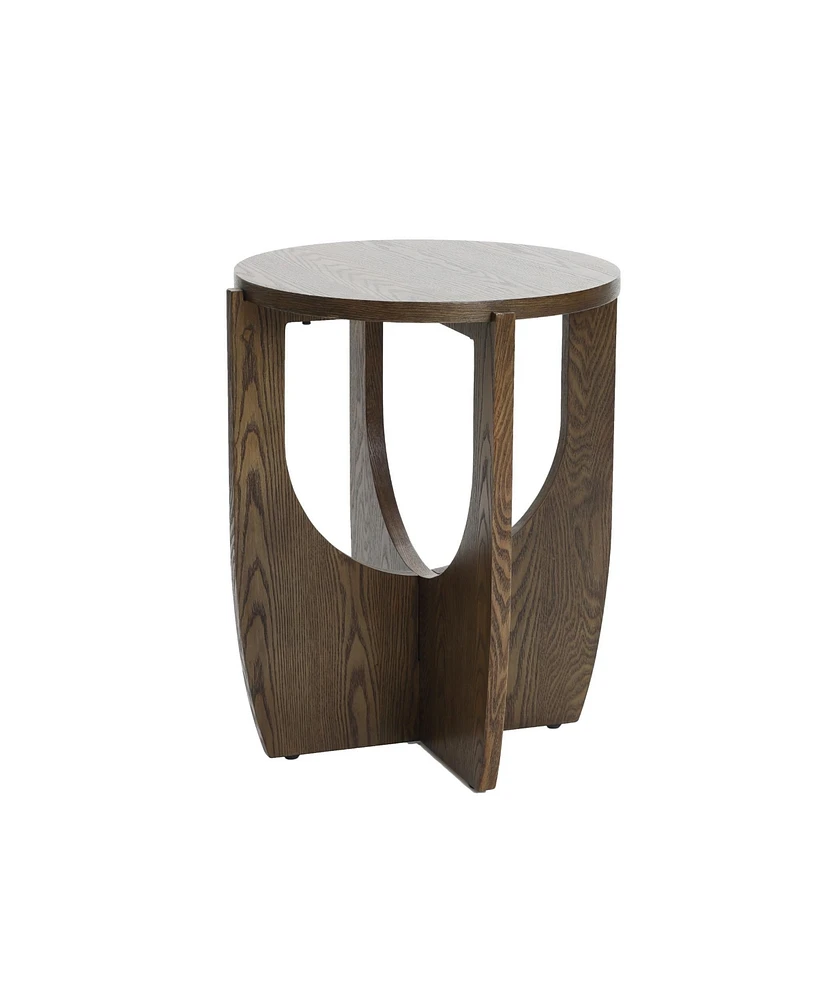 LuxenHome 20-Inch Round Wood Side Table with Walnut Finish