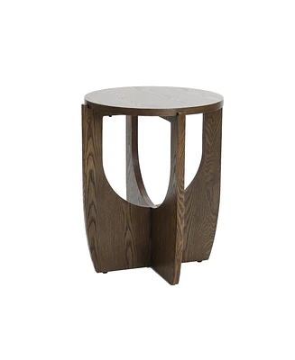 LuxenHome 20-Inch Round Wood Side Table with Walnut Finish