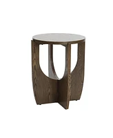 LuxenHome 20-Inch Round Wood Side Table with Walnut Finish