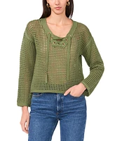 Vince Camuto Women's Lace-Up Fishnet Long-Sleeve Sweater