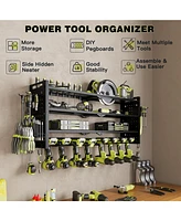Hausource 4 Tier Power Tool Organizer Shelving Wall Mount Utility Storage Rack，Black