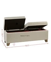 Upholstered Storage Bench with Tufted Split Top and Solid Wood Legs for Entryway or Bedroom-The Pop Home