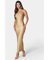 Bebe Women's Long Strapless Bandage Dress