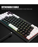 Wired Gaming Keyboard,84 key Rgb Luminescent pluggable cable keyboard character Luminescent color keyboard (Black)