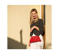 Usu Red Clutch Bag Leather Clutch Purse Crossbody Evening Purse Unique Women's Red Handbag