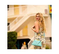 Susu Leather Clutch Bag Turquoise Evening Purse Unique Women's Handbag