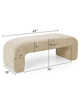 47" Velvet Upholstered Waterfall Bench, Modern Bed Bench for Living Room or Entryway-Maison Boucle