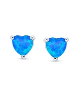 Bling Jewelry Romantic Petite Heart Shaped Opal Stud Earrings, Rose Gold Sterling Silver, 5MM
