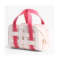 Women's The Weave Camera Mini Sling Bag - Fuchsia Pink & Ivory White