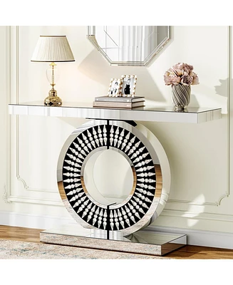 Tribesigns 43-Inch Silver Console Table, Entryway Table with Mirror Finish for Entrance, Living Room, Hallway