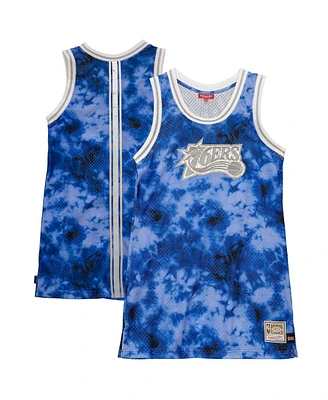 Mitchell & Ness Women's Blue Philadelphia 76ers Hardwood Classics Galaxy Jersey Tank Top Dress