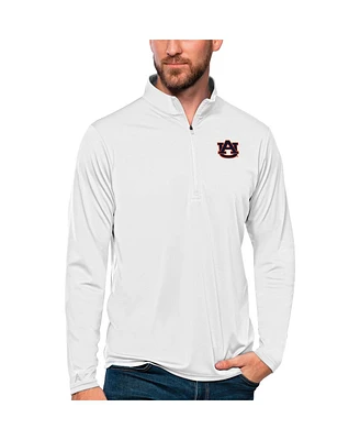 Antigua Men's White Auburn Tigers Tribute Quarter-Zip Sweatshirt