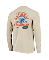 Image One Men's Natural Florida Gators 2025 Ncaa Basketball National Champions Distressed Net Long Sleeve T-Shirt