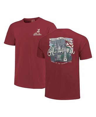 Image One Women's Crimson Alabama Tide Comfort Colors Campus Scene Drawing Script T-Shirt