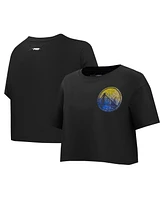 Pro Standard Women's Black Golden State Warriors Jewels Boxy Cropped T-Shirt