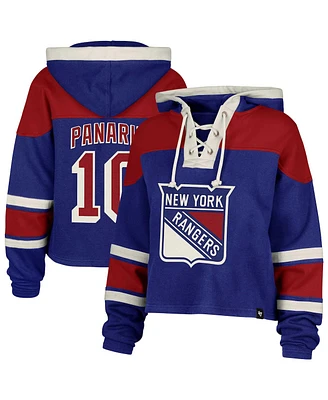 '47 Brand Women's Artemi Panarin Blue New York Rangers Superior Lacer Cropped Pullover Hoodie