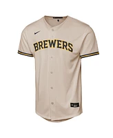 Nike Big Boys and Girls Jackson Chourio Cream Milwaukee Brewers Home Replica Player Jersey
