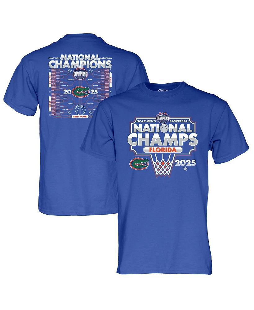 Blue 84 Men's Royal Florida Gators 2025 Ncaa Basketball National Champions Bracket T-Shirt