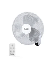 Black+Decker 16" Wall Fan with Remote Control, Oscillating Fan with 3 Speed Settings and Shut Off Fan Timer, Wall Mount Fan with Adjustable Tilt