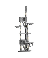 PawHut Floor to Ceiling Cat Tree, 94.5"-102.5" Adjustable Height Cat Tower