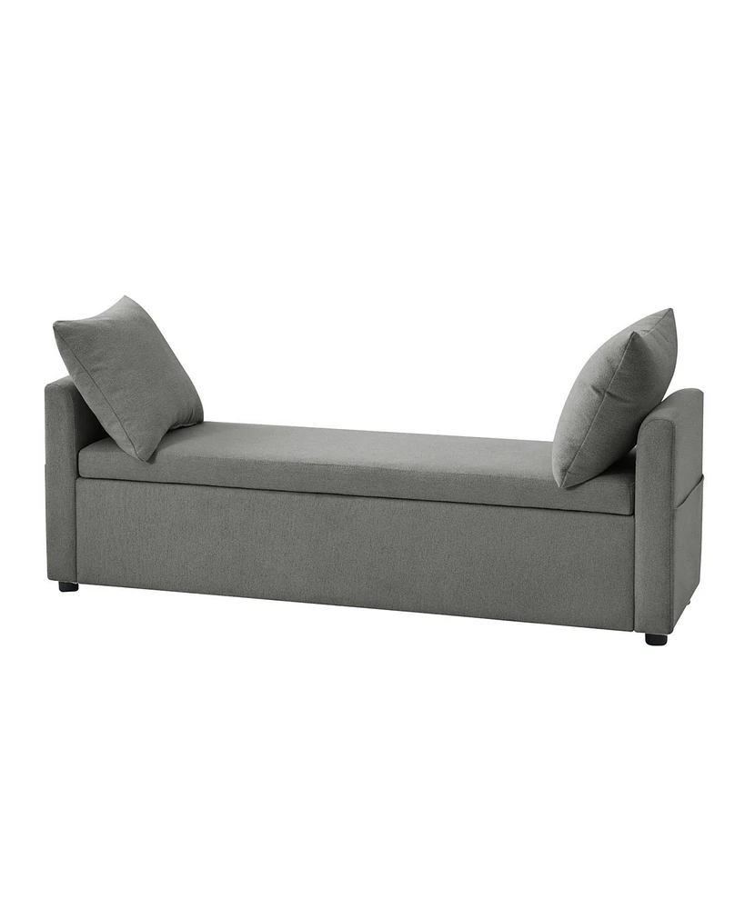 Gema Modern Storage Bench with Two Pillows and Pocket