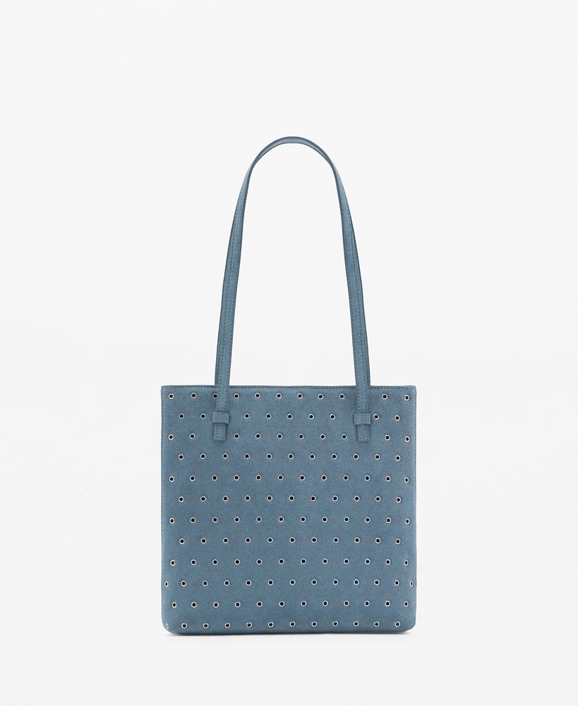 Mango Women's Die-Cut Leather Shopper Bag