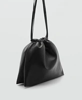 Mango Women's Gathered Detail Leather Shopper Bag