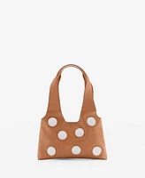 Mango Women's Mirror Details Leather Shoulder Bag