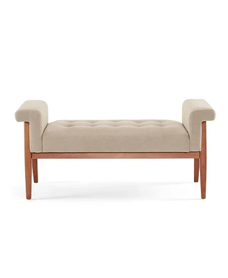 Upholstered Oval Storage Ottoman Bench with Safety Hinge Multi Use End of Bed Stool Footrest Coffee Table Shoe Seat for Bedroom Living Room Entryway-T
