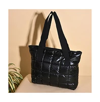 Women's Midnight Shadow Quilt Black Tote Bag