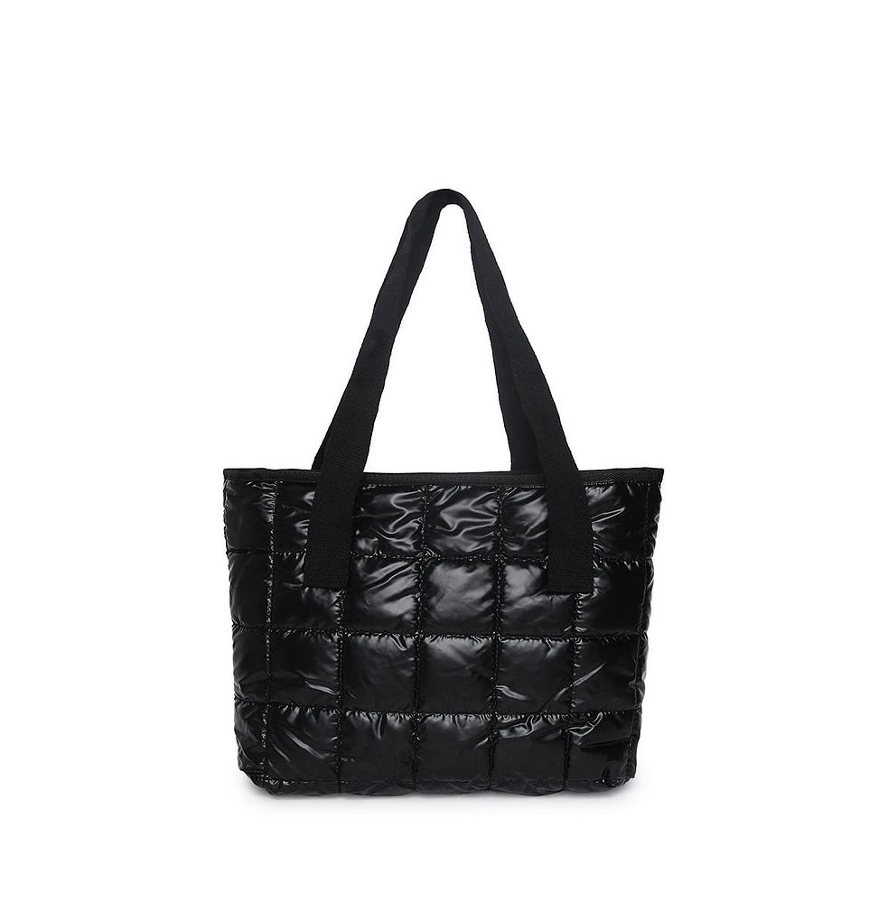 Women's Midnight Shadow Quilt Black Tote Bag