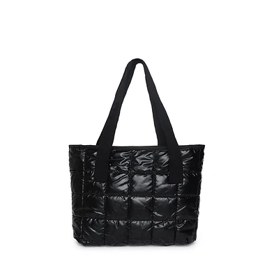 Women's Midnight Shadow Quilt Black Tote Bag